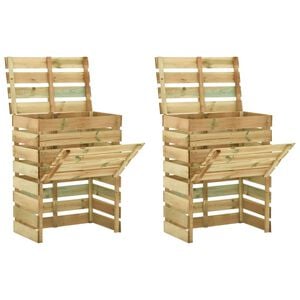 vidaXL Tuincompostbakken 2 st 80x50x100 cm ge&iuml;mpregneerd grenenhout