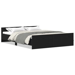 vidaXL Bedframe zonder matras 160x200 cm bewerkt hout zwart eikenkleur