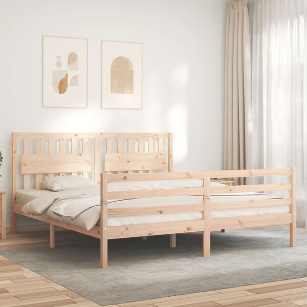 vidaXL Bedframe met hoofdbord massief hout