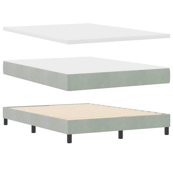 vidaXL Boxspringbed met matras Lichtgrijs 140 x 190 cm Fluweel