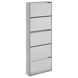 vidaXL Schoenenkast met spiegel 5-laags 63x17x169,5 cm grijs sonoma