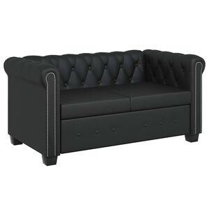 vidaXL Tweezitsbank Chesterfield-stijl kunstleer zwart