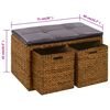 vidaXL Bankje met 2 manden 71x40x42 cm zeegras bruin