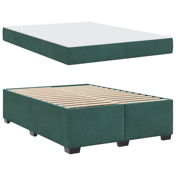 vidaXL Bedframe met matras Donkergroen 140 x 200 cm Stof