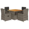 vidaXL 5-delige Tuinset met kussens poly rattan grijs
