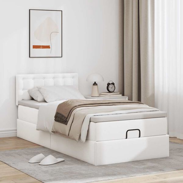vidaXL Ottoman bed met matrassen en LED's 100x200cm kunstleer