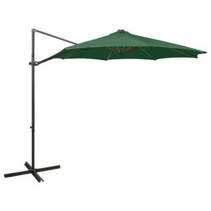 vidaXL Zweefparasol met paal en LED-verlichting 300 cm groen