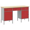 vidaXL Werk kast met lade met slot 3 st Rood Engineered hout en staal