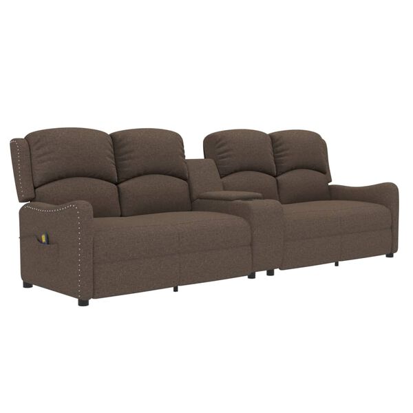 vidaXL Massagestoel 4-zits verstelbaar met bekerhouders stof taupe