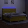 vidaXL Boxspring met matras en LED stof groen 160x200 cm
