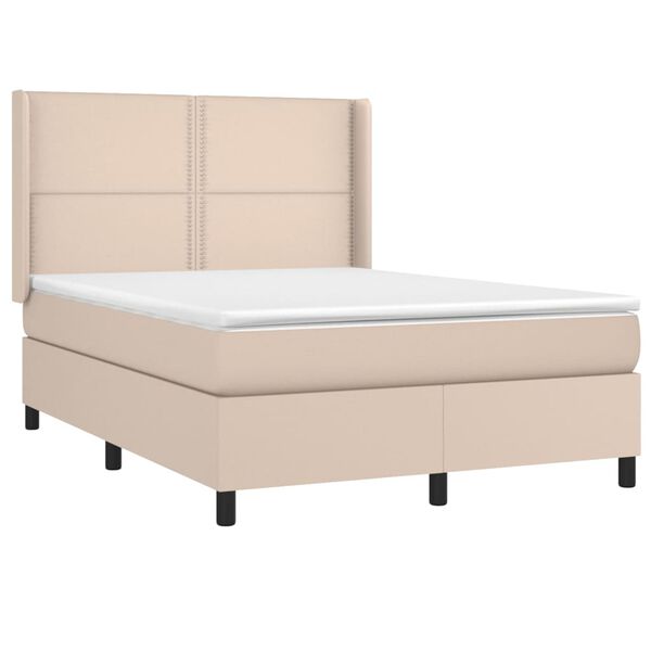 vidaXL Boxspring met matras en LED kunstleer cappuccinokleur 140x200cm