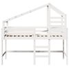 vidaXL Halfhoogslaper met ladder en bedhuis grenenhout wit 90x200 cm