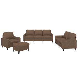 vidaXL 4-delige Loungeset met kussens stof bruin