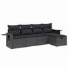 vidaXL 5-delige Loungeset met kussens poly rattan zwart