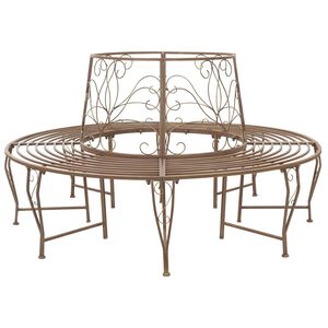 vidaXL Boom bank 8-Aantal zitplaatsen &Oslash; 160 x 89 cm Staal Antiek Bruin