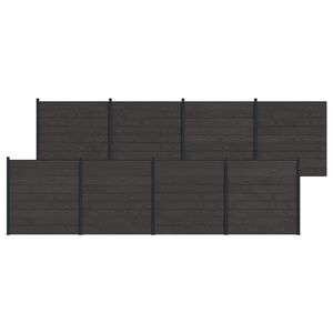 vidaXL Hekpaneel 8 pcs WPC en Aluminium Zwart