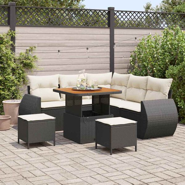 vidaXL Tuin Sofa Set 8 pcs Zwart poly rattan