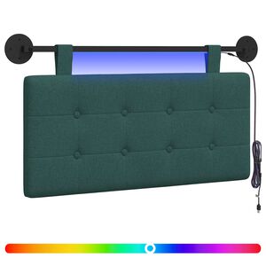 vidaXL Hangend hoofdbord Met LED-verlichting Donkergroen Stof