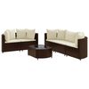 vidaXL 6-delige Loungeset met kussens poly rattan bruin