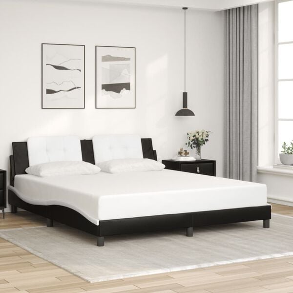 vidaXL Bedframe zonder matras "Zadar" kunstleer zwart en wit 180x200 cm