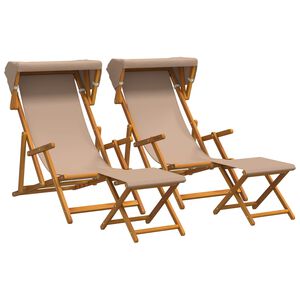 vidaXL Ligstoel 4 st 3 Positie massief eucalyptushout Taupe