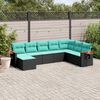 vidaXL 8-delige Loungeset met kussens poly rattan zwart