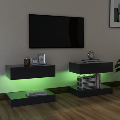vidaXL Tv-meubelen 2 st met LED-verlichting 60x35 cm grijs