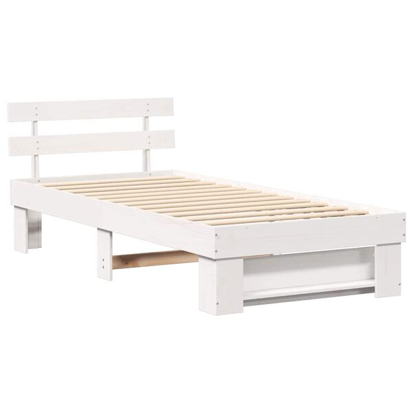 vidaXL Bedframe met hoofdeinde Wit 80 x 200 cm Massief grenenhout