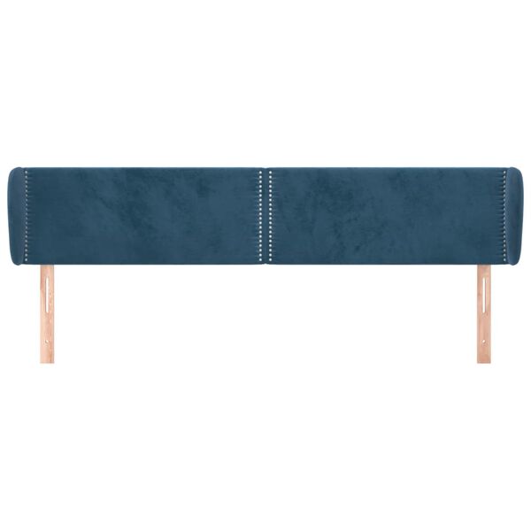 vidaXL Hoofdbord met randen 203x23x78/88 cm fluweel donkerblauw