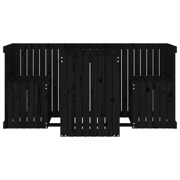 vidaXL Balkonset 2-zits massief grenenhout zwart