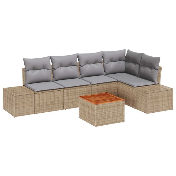 vidaXL Tuinbankenset met opslag 6 pcs Beige en Licht Grijs poly rattan