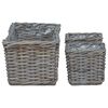 vidaXL Plantenmand met opslag 3 pcs Grijs Kubu Rattan