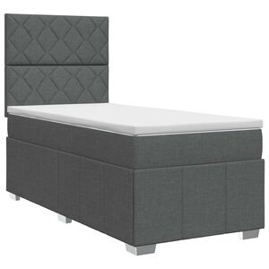 vidaXL Boxspringbed met matras met hoofdeinde Donkergrijs Enkel Stof