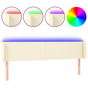 vidaXL Hoofdbord LED 183x16x78/88 cm kunstleer cr&egrave;mekleurig