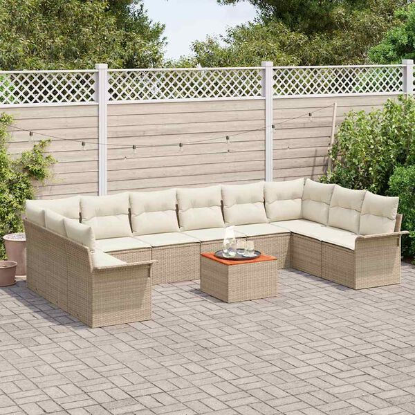 vidaXL Tuin Sofa Set met kussen met opslag 11 pcs Beige en Cr&egrave;me