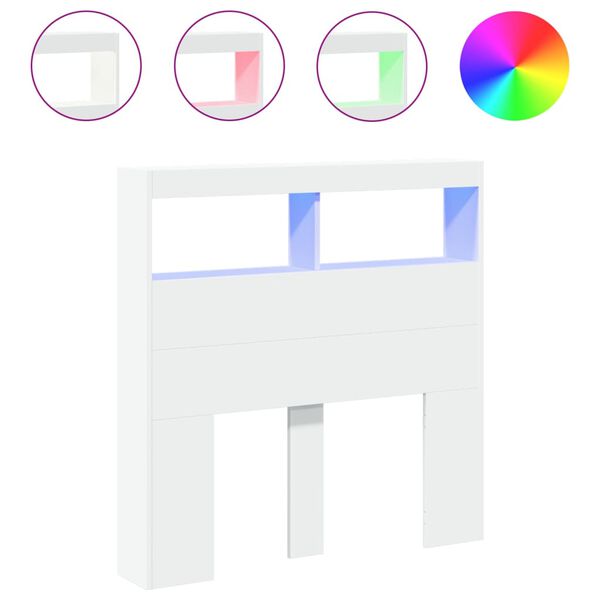 vidaXL Hoofdbordkast met LED-verlichting 100x17x102 cm wit