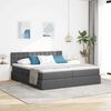 vidaXL Bed met LED-striplichten Donkergrijs 180 x 200 cm Stof