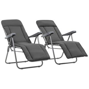 vidaXL Tuinstoelen met kussen inklapbaar 2 st grijs