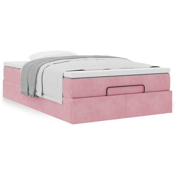 vidaXL Bed poef met matras 120x190 cm fluweel roze