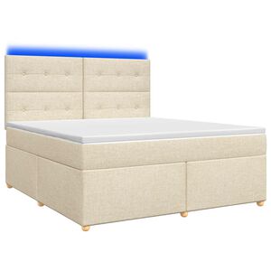 vidaXL Boxspringbed met matras Cr&egrave;mekleurig 140 x 190 cm Stof