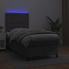 vidaXL Boxspring met matras en LED kunstleer grijs 90x190 cm