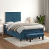 vidaXL Boxspring met matras fluweel donkerblauw 120x190 cm