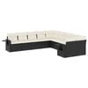 vidaXL 10-delige Loungeset met kussens poly rattan zwart