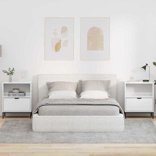 vidaXL Nachtkastjes 2 pcs Hoogglans wit 49 x 36 x 61 cm Bewerkt hout