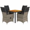 vidaXL 5-delige Tuinset met kussens poly rattan grijs