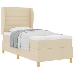 vidaXL Boxspringbed met Matras Donkergrijs 90x190 cm Cr&egrave;me Stof