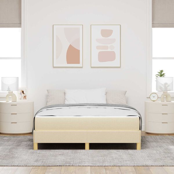 vidaXL Boxspringbed met matras Cr&egrave;me 140 x 200 cm Stof