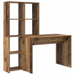 vidaXL Bureau met plank Oud Hout 138,5 x 55 x 143 cm Bewerkt hout