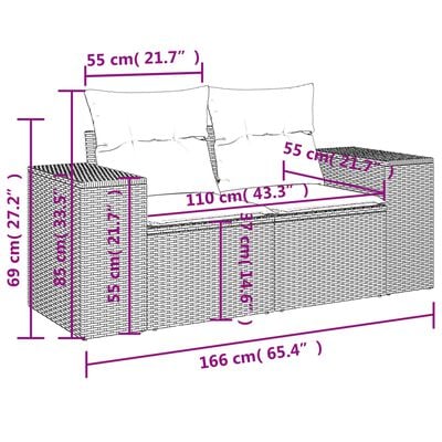 vidaXL 12-delige Loungeset met kussens poly rattan grijs