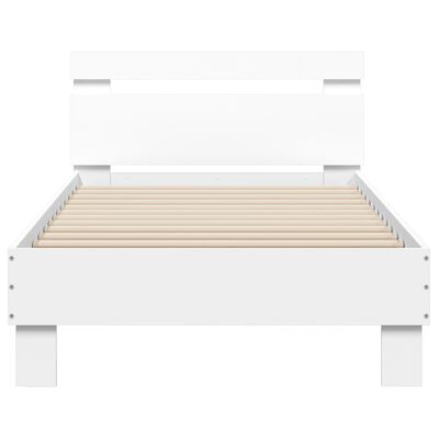 vidaXL Bedframe met hoofdbord en LED-verlichting wit 90x190 cm